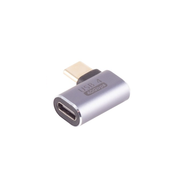 USB-C Adapter - USB 4.0 - 90° Hoek Links of Rechts- 40 Gbps - 8K/60 Hz- Grijs