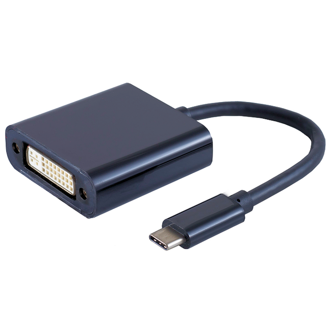 15 cm USB-C naar DVI Adapter - DP Alt Mode - 1920 x 1200 @ 60Hz-| Zwart