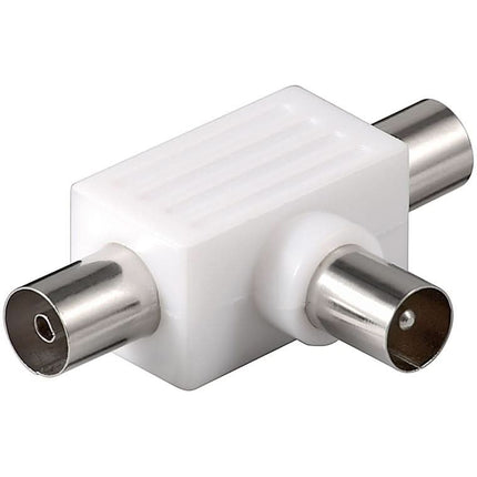 Coaxiale T-adapter - 2x coaxiaal vrouwelijk > 1x coaxiaal mannelijk - plastic