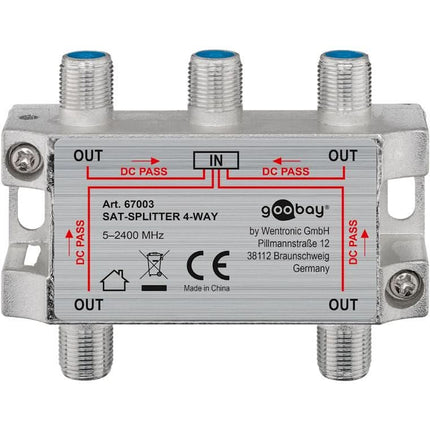 SAT-splitter 4-weg - Zilver