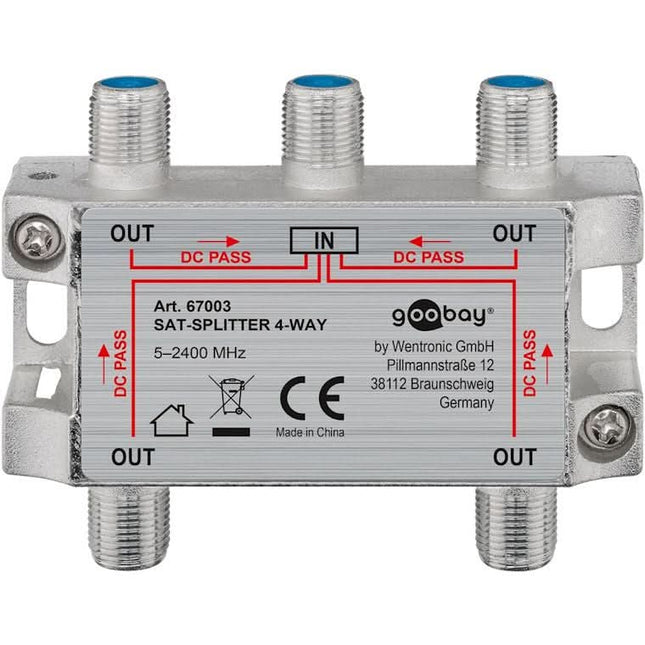 SAT-splitter 4-weg - Zilver