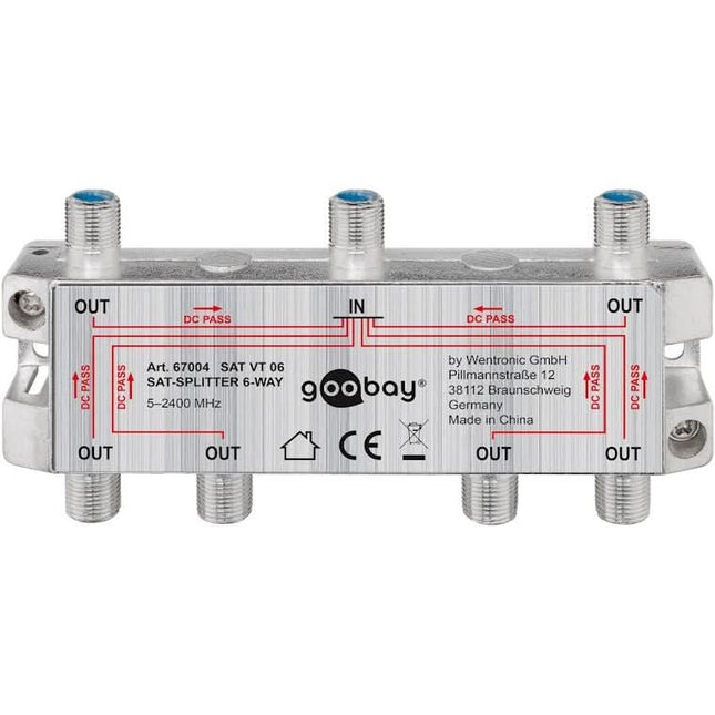 SAT-splitter 6-weg - Zilver
