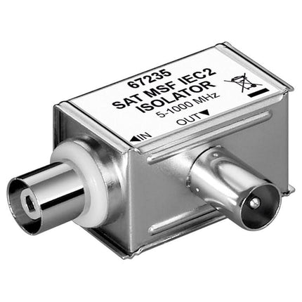 Mantelstroomfilter met galvanische isolatie - Coaxiale stekker > coaxiale koppeling