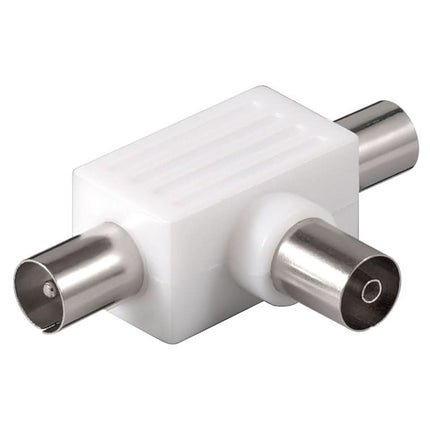 Coaxiale T-adapter: dubbele coaxiale stekker → coaxiale aansluiting