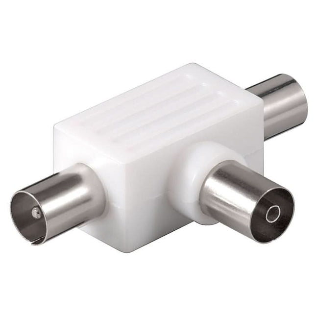 Coaxiale T-adapter: dubbele coaxiale stekker → coaxiale aansluiting