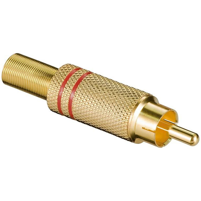 RCA-stekker – Verguld – Met Kabelbeschermer – Rood