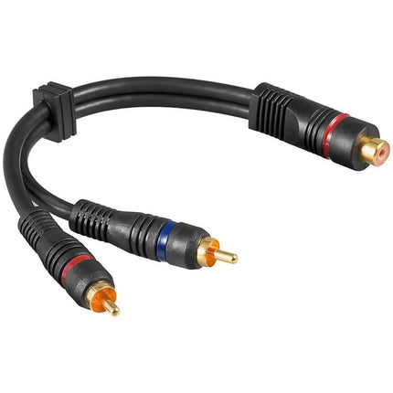 20 cm Tulp stereo (m) - Tulp mono (v) audio adapter – Verguld/Koper  - Zwart