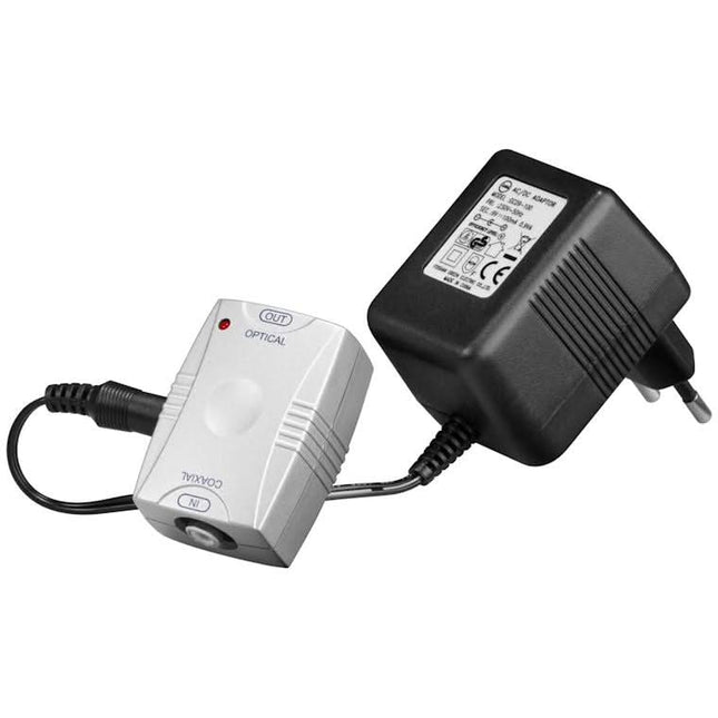 Coaxiaal S/PDIF naar Toslink Optisch Converter – Netvoeding - Grijs