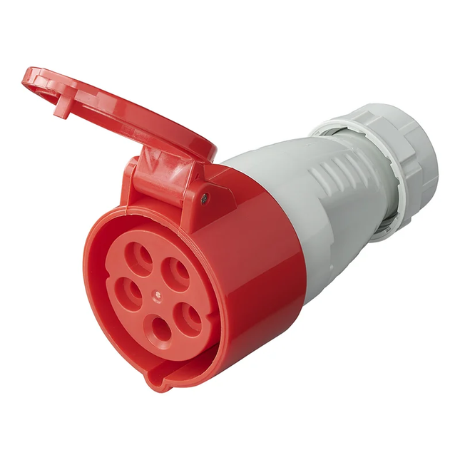 CEE Contrastekker – 16A – 5-polig – 400V – IP44 - Wit/rood