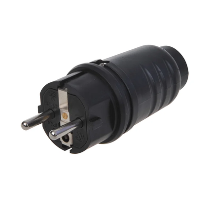 Stekker Schuko – 16A – 230V – IP44 – Kunststof - Zwart