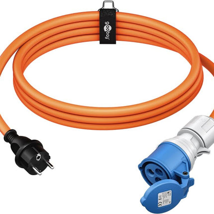 5 meter Schuko naar CEE camping stroomkabel - IP44 waterdicht - 3 x 2.5 mm² koperen kern