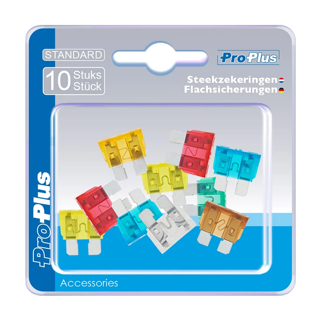 Standaard Steekzekeringen – 10 Stuks – Assorti (Blisterverpakking)