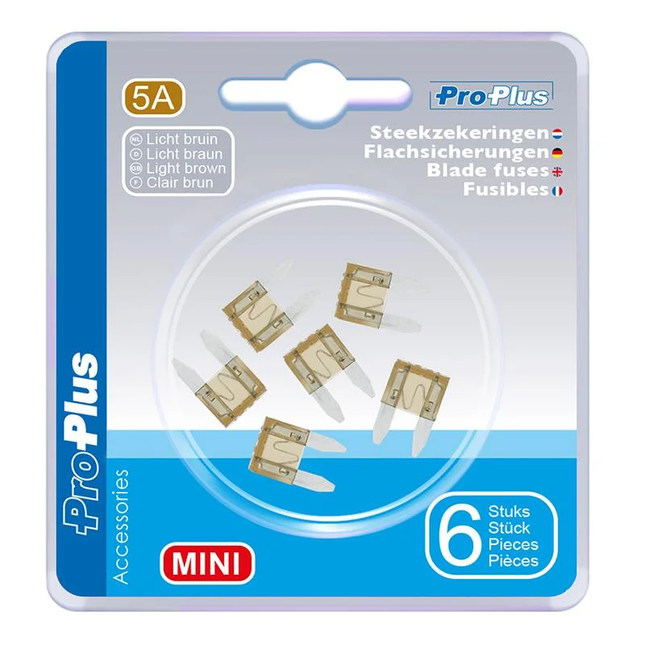 Steekzekeringen Mini 5A Lichtbruin – 6 stuks in blister