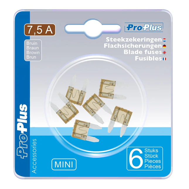Steekzekeringen Mini 7,5A – Bruin – 6 stuks in blister