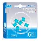 Steekzekeringen mini 15A blauw – 6 stuks in blister