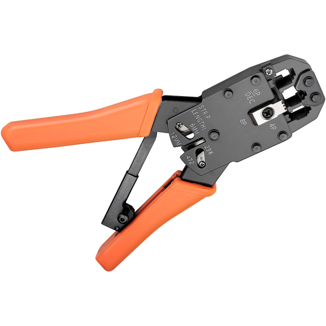 Krimptang voor modulaire stekkers – compact ontwerp - zwar/oranje