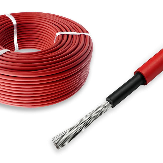 10 meter Solar PV Kabel - 6mm² - IP67 - CPR B2ca - Rood