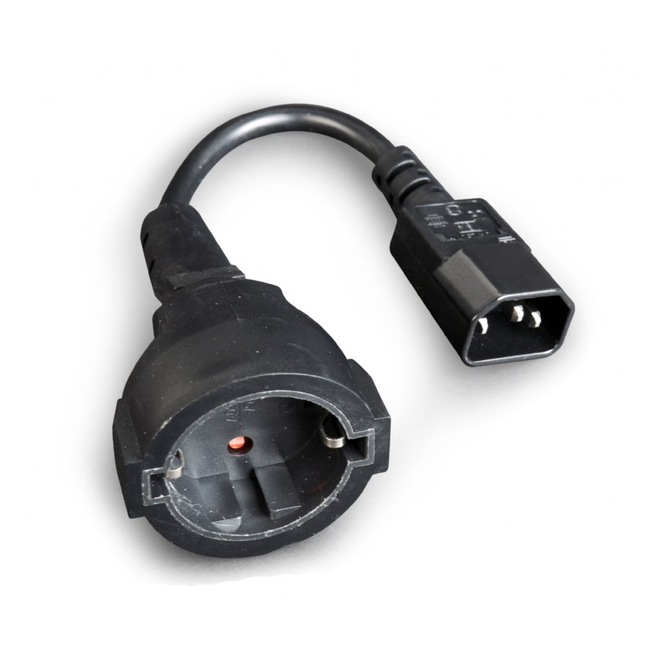 15 cm C14 - CEE 7/3 verlengkabel voor UPS/PDU – 3x 0,75 mm² - zwart