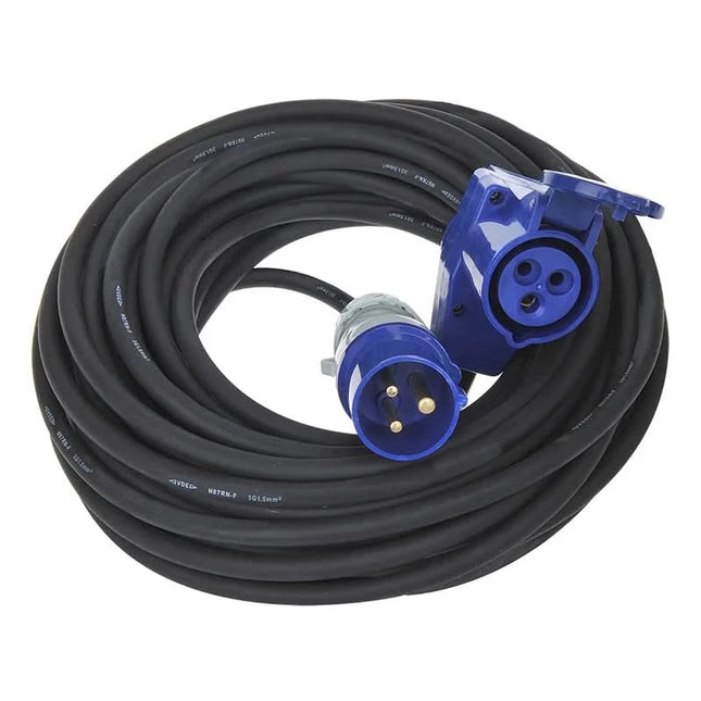 10 meter ProPlus verlengkabel – haakse CEE contrastekker – Schuko stopcontact – 3 x 1,5 mm² - Zwart