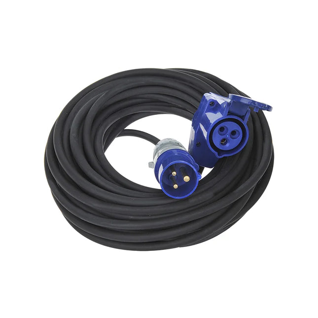 20 meter ProPlus verlengkabel – haakse CEE contrastekker – Schuko stopcontact – 3 x 1,5 mm² - Zwart
