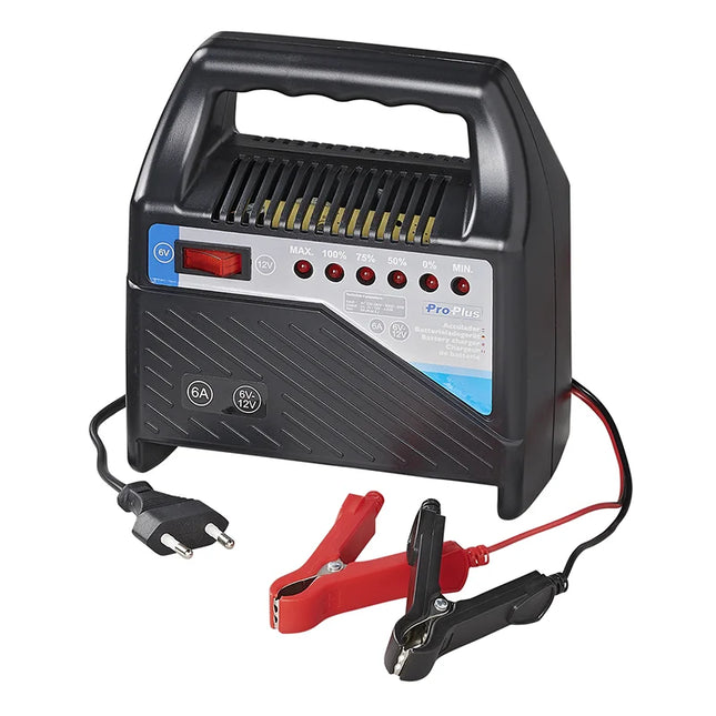 ProPlus Acculader  - Voor 6V & 12V 6 ampère - Met controlelampjes - Zwart