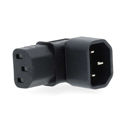 Nedis C13 (haaks/beneden) – C14 Stroomadapter, - 90° Haaks - Zwart