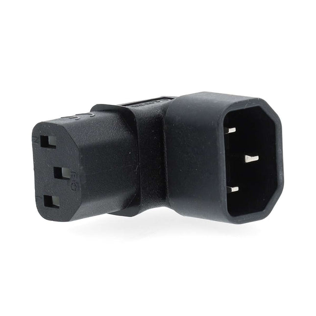 Nedis C13 (haaks/beneden) – C14 Stroomadapter, - 90° Haaks - Zwart