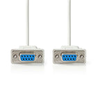 Seriële RS232 Null Modemkabel 9-pins SUB-D (v) – 2 meter - Wit