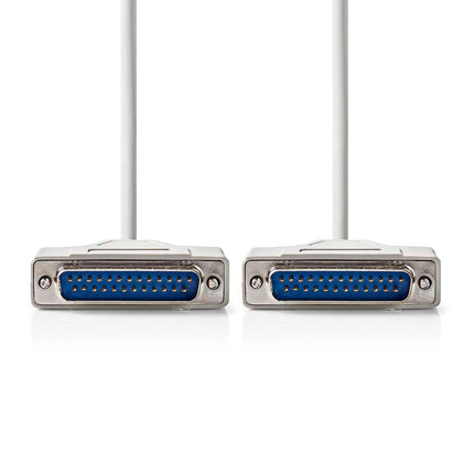 2 meter Nedis Seriële Kabel - D-SUB 25-Pins Male naar D-SUB 25-Pins Male - Ivoor - Vernikkeld