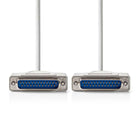 2 meter Nedis Seriële Kabel - D-SUB 25-Pins Male naar D-SUB 25-Pins Male - Ivoor - Vernikkeld