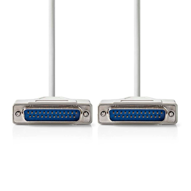2 meter Nedis Seriële Kabel - D-SUB 25-Pins Male naar D-SUB 25-Pins Male - Ivoor - Vernikkeld