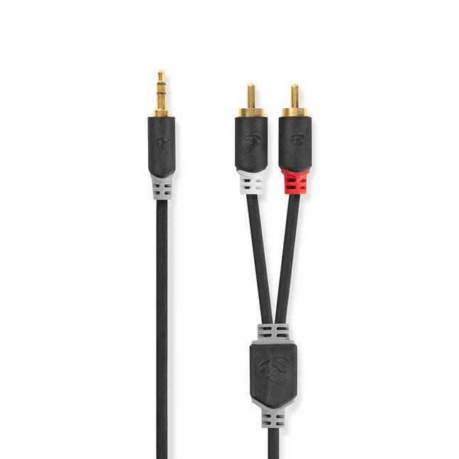 5 meter 3,5mm Jack – Tulp Stereo audiokabel - Zwart - Koper - Verguld