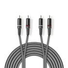 3 meter Stereo-Audiokabel - 2x RCA Male – 2x RCA Male - Donkergrijs - Koper - Vernikkeld