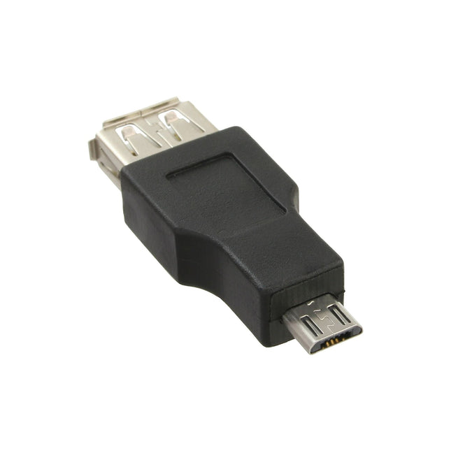 Inline USB Micro-B (m) - USB-A (v) adapter - USB2.0 - zwart