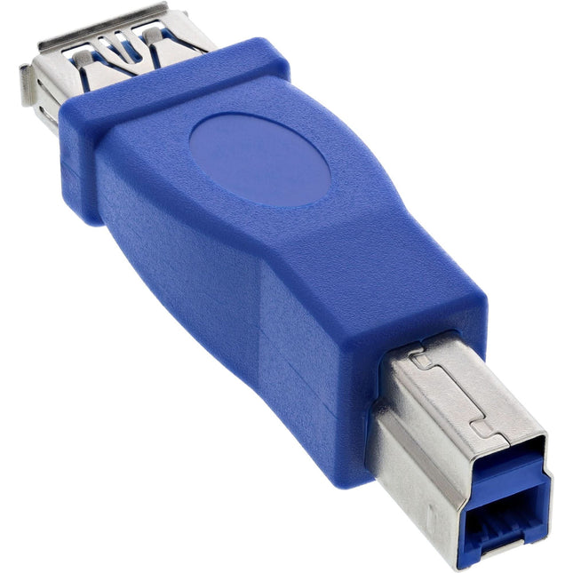 Inline USB-B (m) - USB-A (v) adapter - USB3.0 - blauw