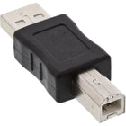 Inline USB-B (m) naar USB-A (m) adapter – USB 2.0 - zwart