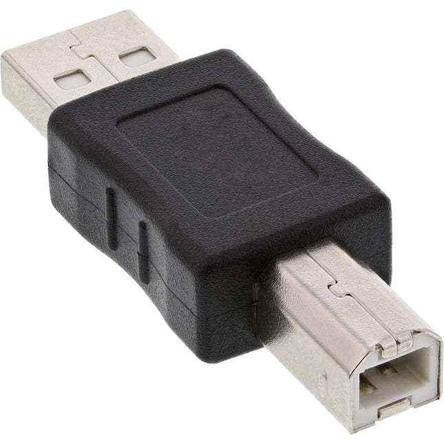 Inline USB-B (m) naar USB-A (m) adapter – USB 2.0 - zwart