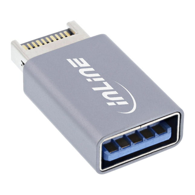 nLine USB adapter – USB 3.2 - interne USB-E frontpaneel (m) naar USB-A (v) - Grijs