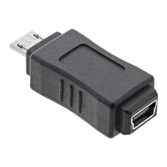 InLine Micro-USB adapter – USB 2.0 - Micro-B (m) naar Mini USB 5-pins (v) - Zwart