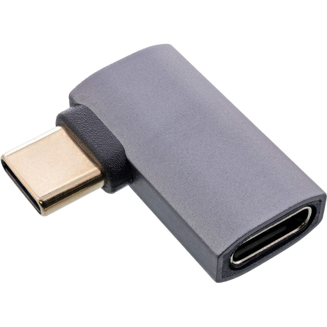 InLine USB4 haakse adapter – USB-C (m) naar USB-C (v) – Haaks rechts/links – aluminium -  Grijs