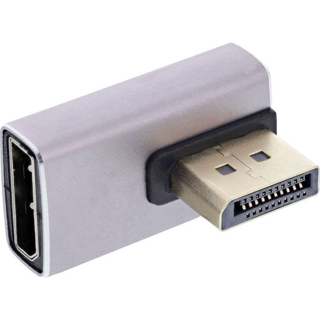 InLine DisplayPort 1.4-adapter, DisplayPort St/Bu - 90° verticaal links - 8K - Verguld