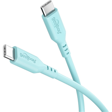 1,5 meter Goobay USB-C siliconen kabel - USB2.0 - PD 60W - Turquoise