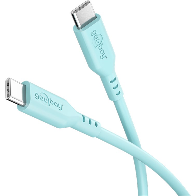 1,5 meter Goobay USB-C siliconen kabel - USB2.0 - PD 60W - Turquoise