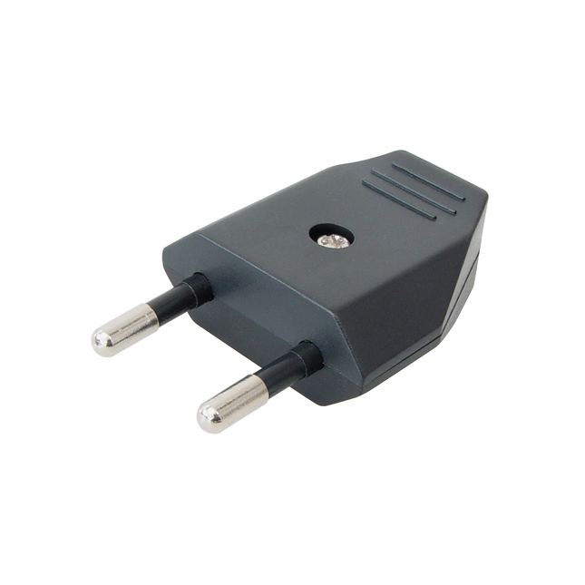 CEE 7/16 Niet-geaarde Stroomstekker – Recht – Zwart