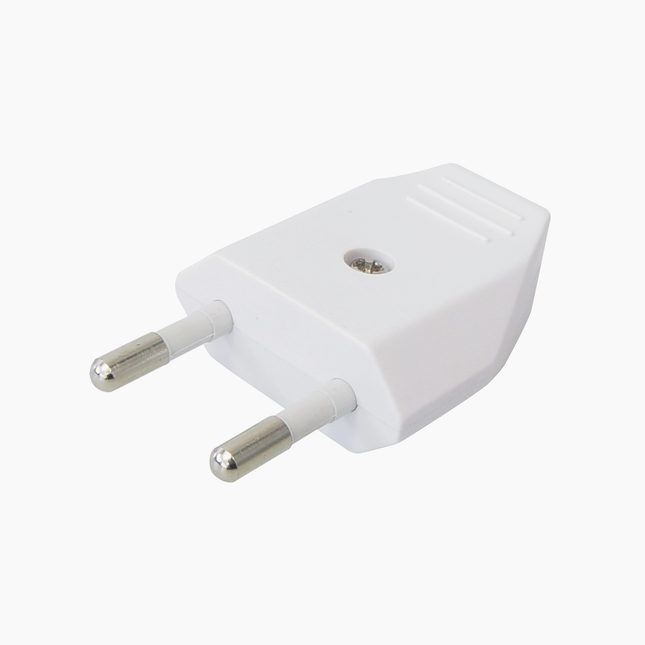 CEE 7/16 Niet-geaarde Stroomstekker – Recht – Wit