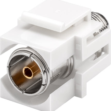 F-connector naar Coax IEC vrouwelijk keystone - Gold-plated - Wit