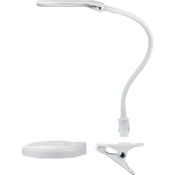 LED-Loeplamp 2-in-1 met Tafelvoet en Klem – 6 W – 1,75x Vergroting – Wit