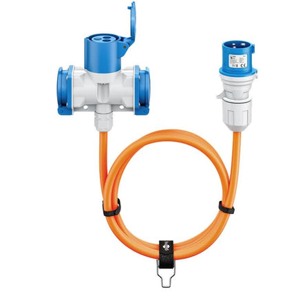 10 meter CEE camping stroomkabel - Met 2 extra stopcontacten - IP44 waterdicht - 3 x 2.5 mm² koperen kern