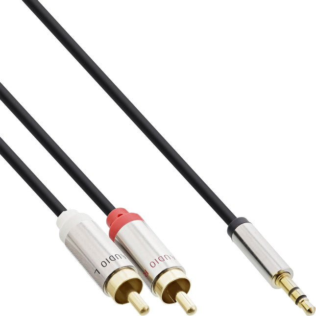 3.5 mm jack naar Tulp stereo audiokabel - 1 meter - RCA naar 3.5 mm jack - InLine Slim