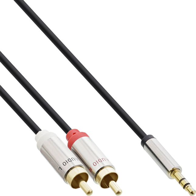3.5 mm jack naar Tulp stereo audiokabel - 2 meter - RCA naar 3.5 mm jack - InLine Slim